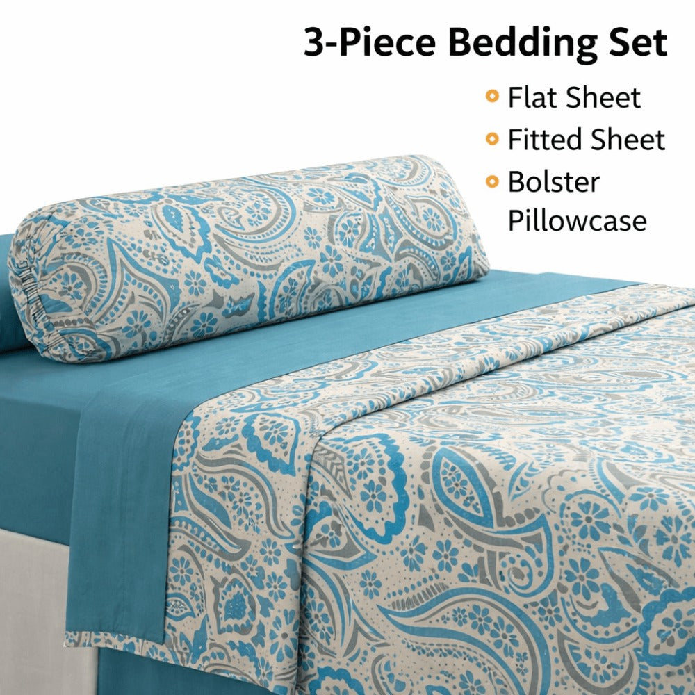 Juego de Sábanas 3 Piezas Estampadas Microfibra – Sábana Bajera Ajustable + Sábana Encimera + Funda Almohada, Suave y Antiárrugas, Cama 90 105 135 150 180, Poliéster microfibra