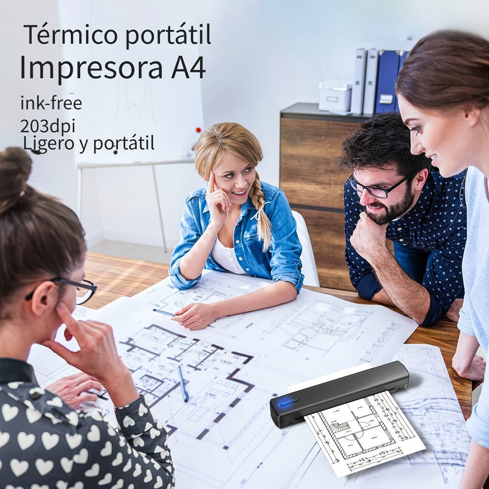 Impresora portátil sin tinta D810B, impresora inalámbrica de viaje, máquina térmica para tatuajes, compatible con papel térmico A4 y carta estadounidense, compatible con teléfonos móviles y portátiles, adecuada para negocios, viajes, oficina y hogar