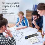Impresora portátil sin tinta D810B, impresora inalámbrica de viaje, máquina térmica para tatuajes, compatible con papel térmico A4 y carta estadounidense, compatible con teléfonos móviles y portátiles, adecuada para negocios, viajes, oficina y hogar