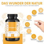 NATURALKRAFT® Premium Vitamina C 1000 Mg Por Dosis Diaria con Polvo de Fosfolípidos de Girasol y Extracto de Rosa Mosqueta - 180 Cápsulas Veganas - Mayor Biodisponibilidad, Probado en Laboratorio y Sin Aditivos.