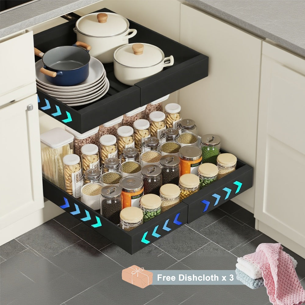 Juego de 2 organizadores extraíbles para gabinetes - estante deslizante expandible y resistente, ideal para armarios de cocina o repisas extensibles, perfecto para la despensa, ancho ajustable 31cm-52cm (/blanco)