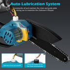 Jemi Tool Mini Motosierra 15.24cm con Batería 1/2 X 21V, Potente Motosierra Eléctrica Pequeña Portátil de Mano con Lubricador Automático, Ligera, 1.0 KG, de Mano, Fácil para Podar, Cortar, Recortar