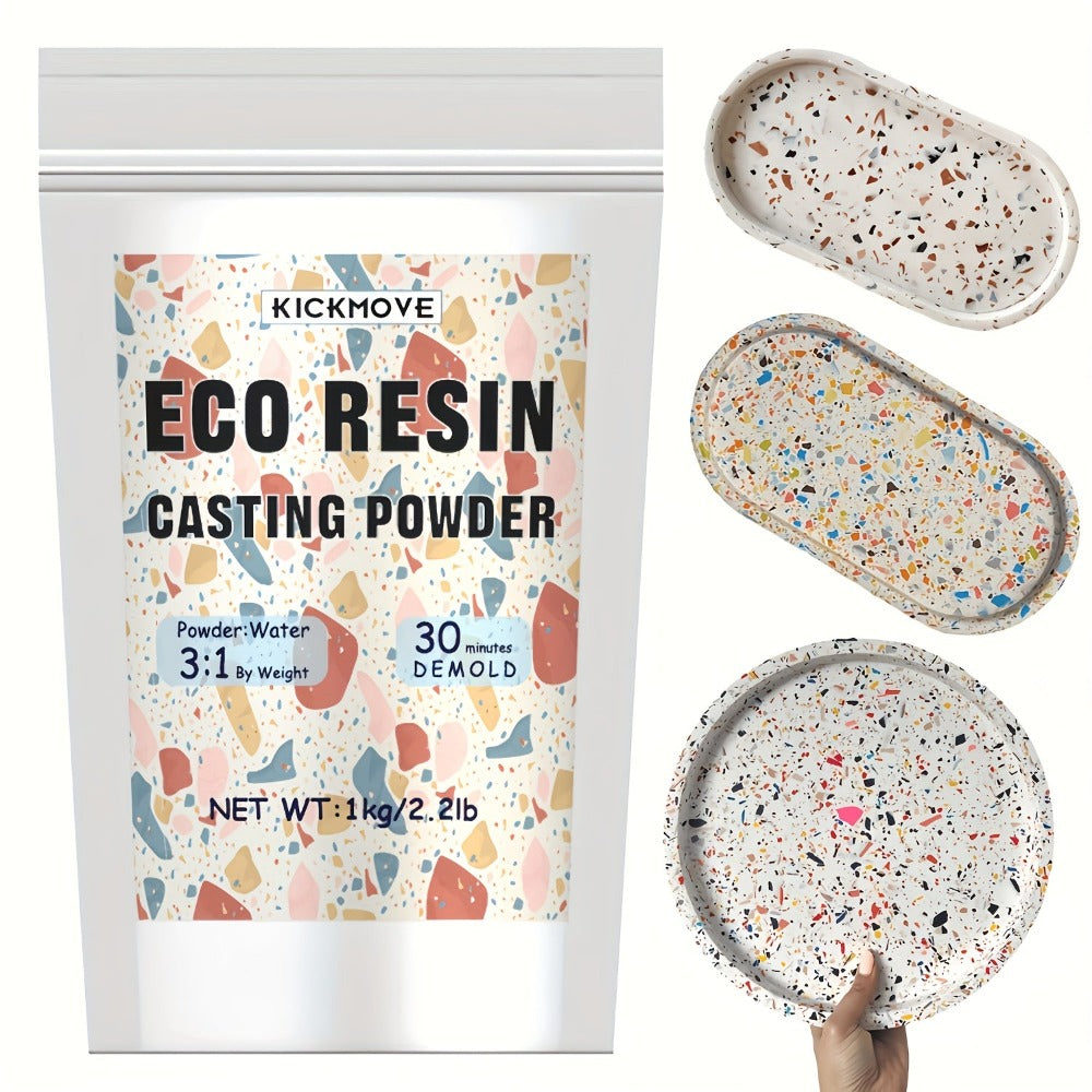 Polvo de Resina para Fundición 1000g, Kit de Resina Ecológica de Curado Rápido para Principiantes, Desmolde en 20-30 Minutos, Polvo Activable con Agua Fácil Mezcla para Artesanías y Escultura DIY