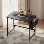 Escritorio Pequeño para Computadora con Bolsa de Almacenamiento, Compatible para Oficina en Casa - Escritorio Compacto Ahorrador de Espacio, Estación de Trabajo Independiente con Altura Ajustable, Montaje, /Blanco/Gris/Marrón - Estructura de Metal y Tapa
