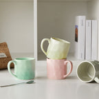 4 piezas, 360 ml, Ø 8,5 cm, juego de vajilla de cerámica, tazas de vidrio, tazas de café, tazas, tazas de té, vasos de jugo, para 4 personas, adecuado para familias, restaurantes, cafeterías, fiestas, cerámica de alta calidad, fácil de limpiar, utensilio