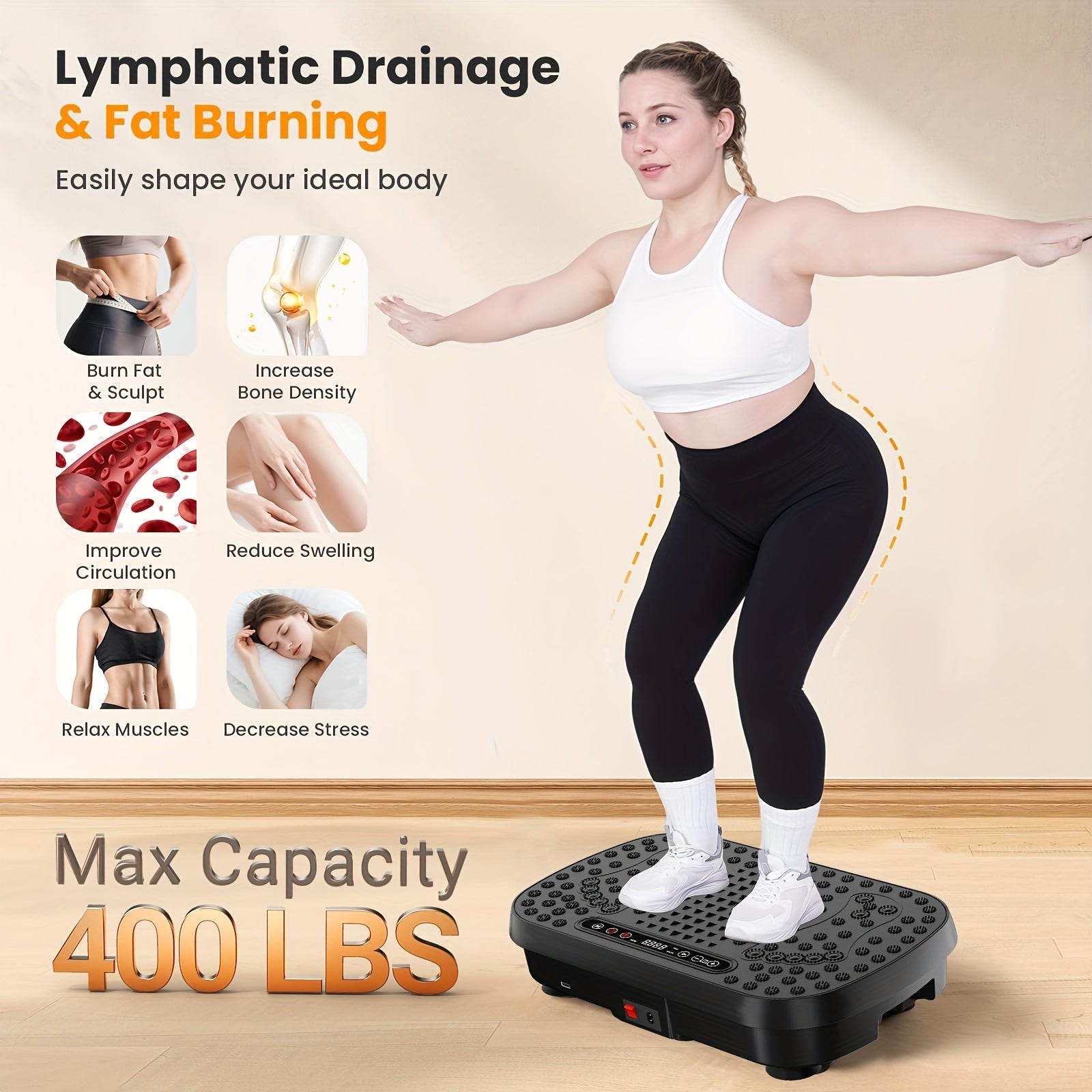 Placa de vibración inteligente para ejercicio, pérdida de peso y drenaje linfático, salud - Plataforma de entrenamiento de cuerpo completo con 99 niveles de velocidad, tecnología de vibración silenciosa, diseño portátil para gimnasio en casa, tonificación