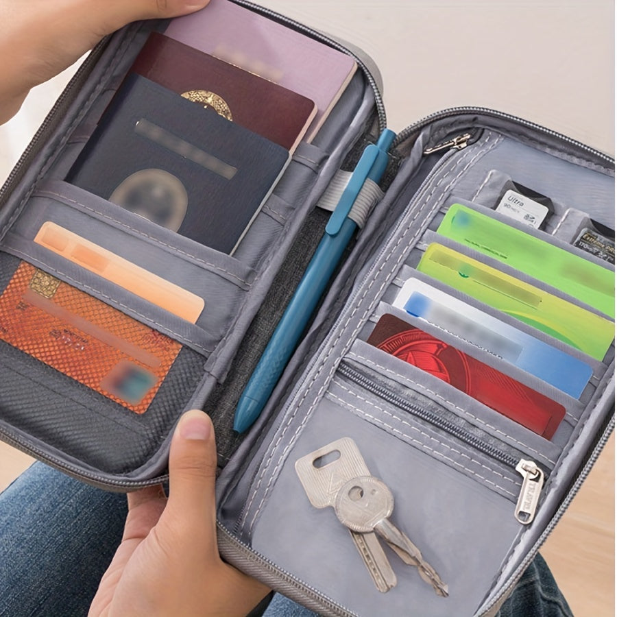 Bolso de Viaje Portátil para Avión, Bolso de Tarjetas de Textura Alta, Bolso de Pasaporte para Viajes de Negocios, Organizador de Documentos Cationico Multifuncional