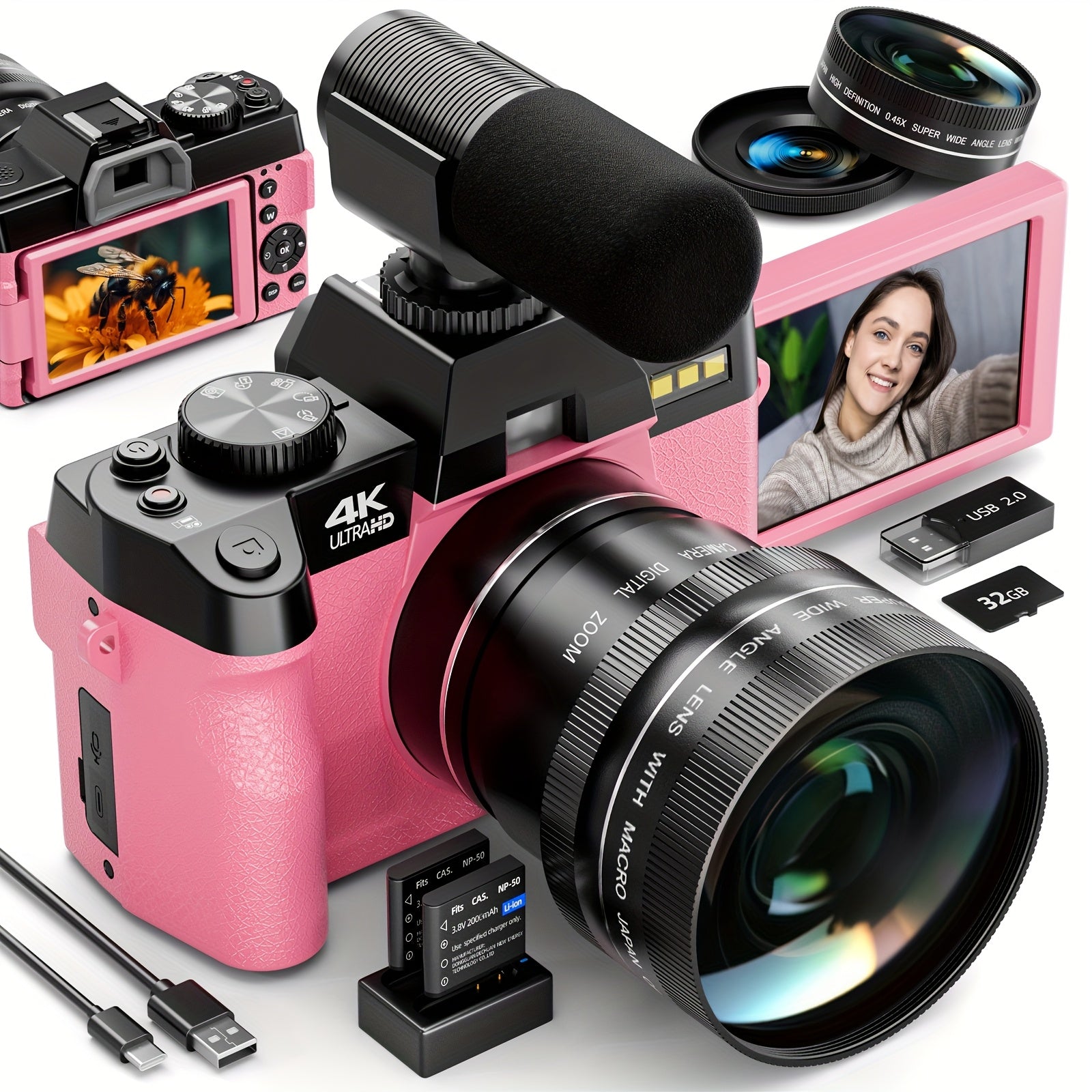 Cámara digital 4K | Fotografía vlogging viajes y creación de contenido
