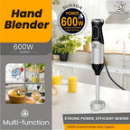 SUPERLEX Licuadora de Mano 600W - Batidor de Acero Inoxidable de Grado Alimenticio, 2 Velocidades (Alimentos Suaves/Duros) para Cocina Hogareña/Catering/Pequeños Negocios de Alimentos | Prepara Sopas, Salsas, Purés