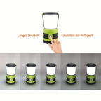 Una linterna portátil que ofrece 1500 lúmenes, con cuatro modos de iluminación, un reflector ajustable y diseñada como una luz de emergencia a pilas ideal para balcones, patios de pared, jardines y cortes de energía, pero no incluye una batería.