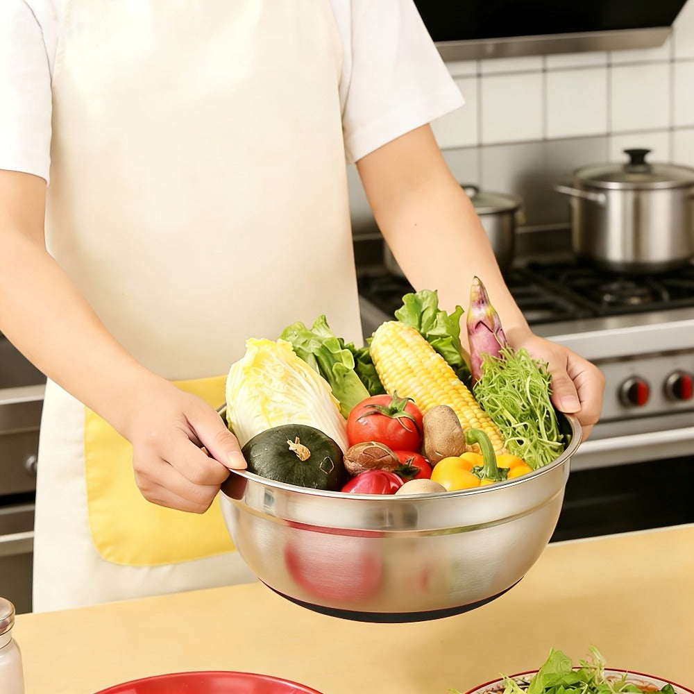 26 tazones para ensalada con tapas, 6 tazones mezcladores de acero inoxidable, 3 accesorios de cuchillo mezclador, 17 herramientas de cocina prácticas, antideslizantes, gadgets de cocina resistentes al óxido para ensaladas y más