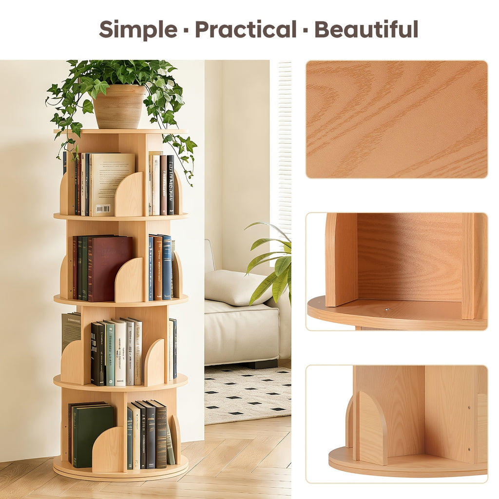 Librerías y estanterías | Torre de estantería giratoria 360°, diámetro grande de 46 cm × altura de 160 cm, librero giratorio de 3/4/5 niveles