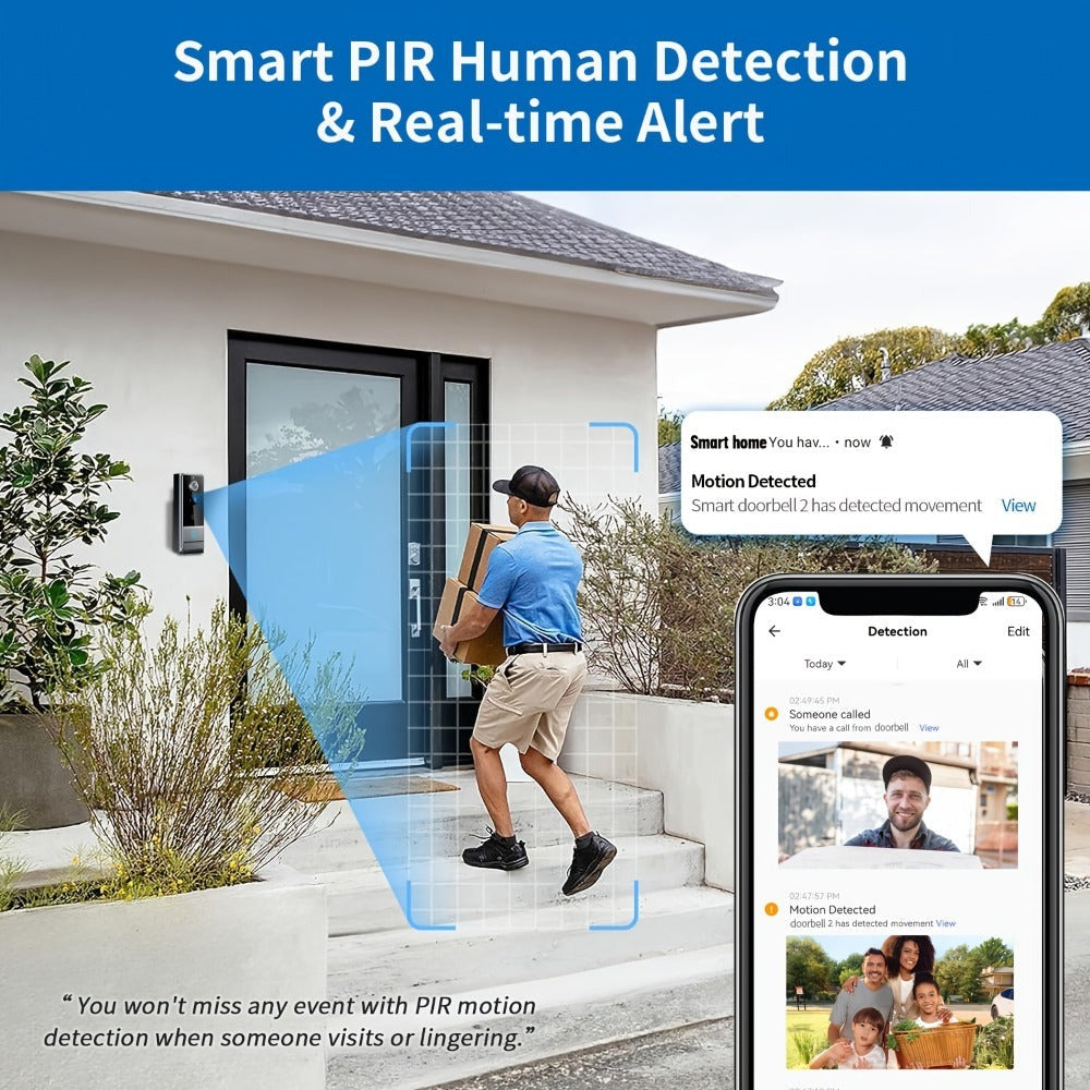 Timbre sin varillas, timbre de video inteligente, cámara de timbre inalámbrica con detección de personas PIR, timbre de seguridad WiFi con cámara, audio bidireccional, cambio de voz, foto y grabación, visión nocturna, timbre de video con 60 tonos, 5 nivel