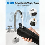 Irrigador bucal portátil recargable, hilo dental con agua para dientes, irrigador dental inalámbrico profesional 8 boquillas 5 modos, IPX7 a prueba de agua 300ML para limpiar los dientes, hogar y viaje