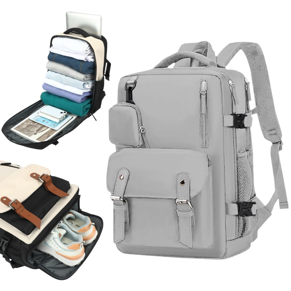 Mochila de Viaje para Cabina de Avion 43x30x18 para Vuelo Barato, Equipaje de Mano y Espaciosa con Compartimento para Zapatos y Mochila Antirrobo Multifuncional para Viajes (266)