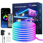 Tira de Luz LED RGB Neon de 30m/20m/15m/10m/5m con Sincronización Musical, Tira Flexible de 24V con Aplicación y Control Remoto, Tira de Luz Exterior IP"67", Ideal para Dormitorio, Habitación y Decoración Exterior