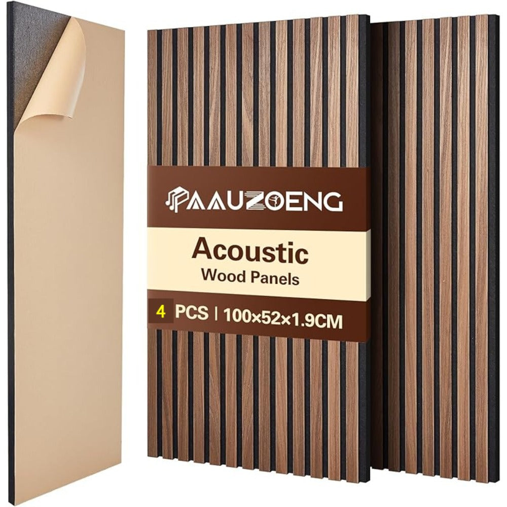 Paneles Acústicos Autoadhesivos Juego de 2 piezas 4 piezas 6 piezas 8 piezas 100X52Cm, Paneles de Pared Insonorizantes con Reducción de Eco Hechos de Veneración de Madera - Paneles Acústicos de Madera para Decoración de Pared Sala de Estar, Oficina y Ofic