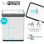 Well Home Cubo de Basura de 50-70L en Acero inoxidable con Sensor automático y Filtro antiolor Carbon Bins