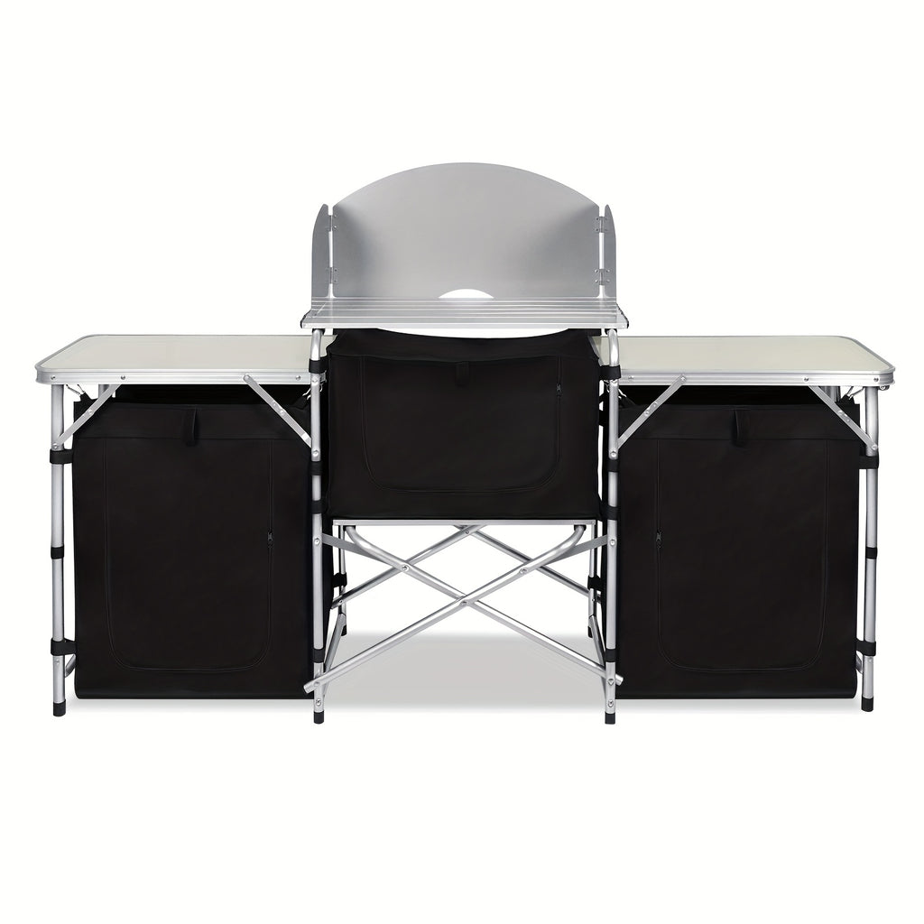 Cocina de Camping Plegable con Marco de Aluminio y Bolsa de Transporte, Gabinete Móvil para Exteriores, Cocina de Viaje, Caja de Cocina, Gabinete para Tienda de Campaña