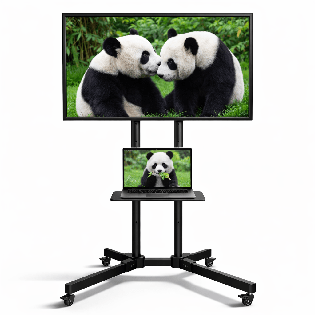 AOREX Soporte TV Ruedas para TVs de 32 a 65 Pulgadas de LED, LCD, OLED Planos y Curvos, Soporte TV Pie con Ruedas Móvil con Inclinación y Estante para Medios, hasta 50 kg, Máx. VESA 600x400mm