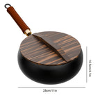 Sartén de hierro fundido duradera, fondo redondo, sartén de hierro forjado sin recubrimiento, fácil de limpiar, apta para estufas de inducción y gas, utensilios de cocina multifuncionales, apta para el hogar, restaurante y camping al aire libre, incluye t