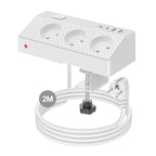 Tira de escritorio multifuncional 7 en 1 con carga rápida USB-C PD20W, toma de mesa con protección contra sobretensiones HAFINO en o blanco con 2 puertos USB-A, 3 tomas de CA y cable de extensión de 2 metros para uso en hogar y oficina, 1 pieza