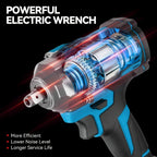 Llave de impacto inalámbrica de 1000 N.m, pistola de impacto eléctrica sin escobillas de 1/2 pulgada, llave de impacto eléctrica, adecuada para neumáticos de coche/uso doméstico - Kit de herramientas de destornillador eléctrico recargable, compatible con