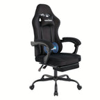 Silla de gaming SUKIDA de tela, silla de gaming ergonómica con reposapiés, silla de carreras para ordenador ajustable con soporte lumbar, silla ergonómica para PC negra