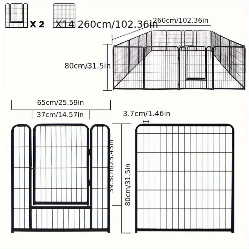 Parque de juegos para cachorros, recinto exterior de 6/8/12/16 piezas, corral para perros, 80 x 65 cm, plegable, resistente a la intemperie, para uso interior/exterior