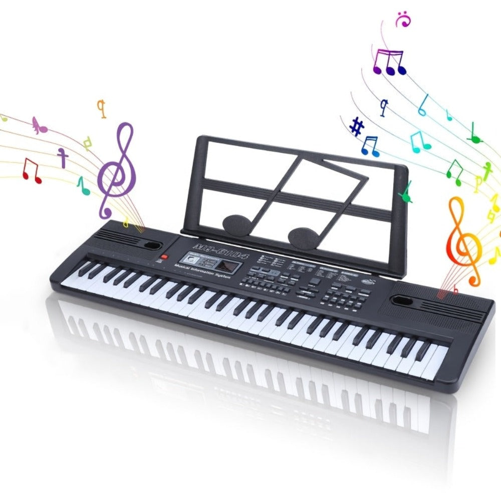 Piano electrónico de 61 teclas, piano ideal para principiantes, piano electrónico portátil, con 16 tonos, 8 efectos de sonido de percusión, 10 ritmos, 6 demostraciones, altavoces incorporados, sonido de alta calidad, es la mejor opción para entusiastas de