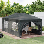 Toldo plegable de exterior de 1 pieza de 3 x 6 metros, toldo para exteriores, carpa de recepción portátil, cenador de metal, refugio, equipado con 6 paredes laterales y 4 ventanas, resistente al viento, protección UV, fácil de instalar, resistente y durad
