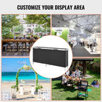 VEVOR Mesa Podio Portátil para Ferias, 77.95" x 15.16" x 34.65", Soporte de Exhibición para Mostrador de Ferias con Pared, Mesa Podio Plegable para Promociones y Ventas Minoristas con Estante de Almacenamiento y Bolsa de Transporte