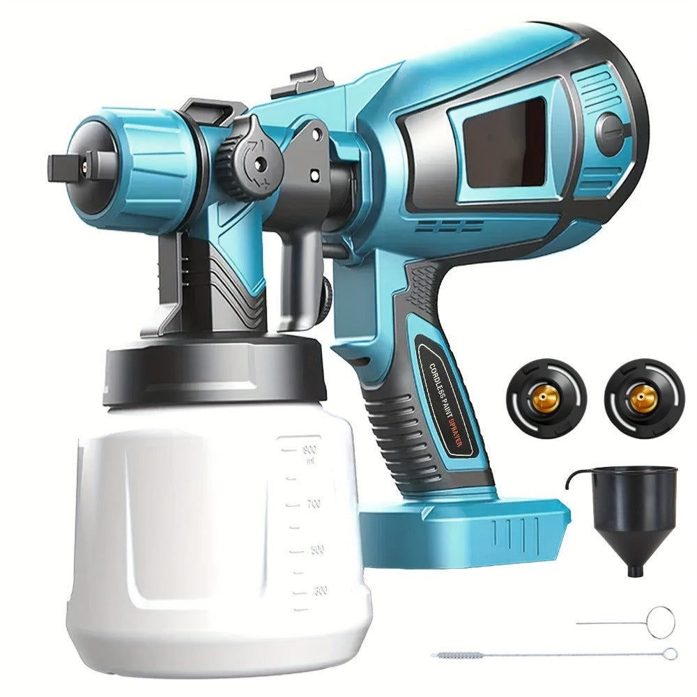 Pistola de pintura inalámbrica compatible con batería Makita de 18V, pistola rociadora de pintura eléctrica de 1000ML con 2 baterías de iones de litio de 3000Mah, aguja de rociado y boquilla de cobre puro, pistola rociadora para cercas, paredes, techos, m
