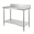Mesa de trabajo de acero inoxidable, mesa de acero inoxidable con patas ajustables, mesa gastro, mesa de preparación, mesa de corte, muebles de cocina plateados con soporte