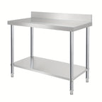 Mesa de trabajo de acero inoxidable, mesa de acero inoxidable con patas ajustables, mesa gastro, mesa de preparación, mesa de corte, muebles de cocina plateados con soporte