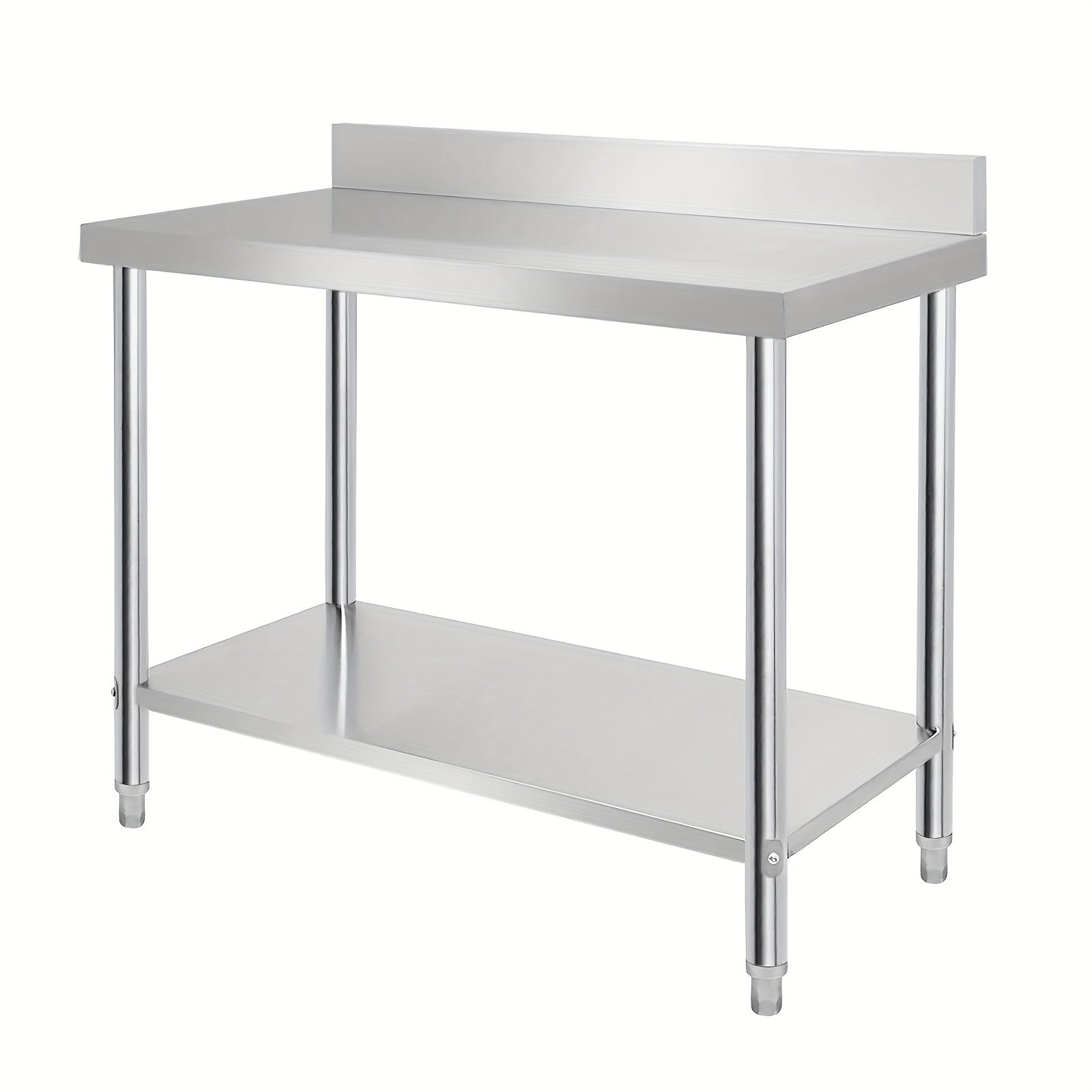 Mesa de trabajo de acero inoxidable, mesa de acero inoxidable con patas ajustables, mesa gastro, mesa de preparación, mesa de corte, muebles de cocina plateados con soporte