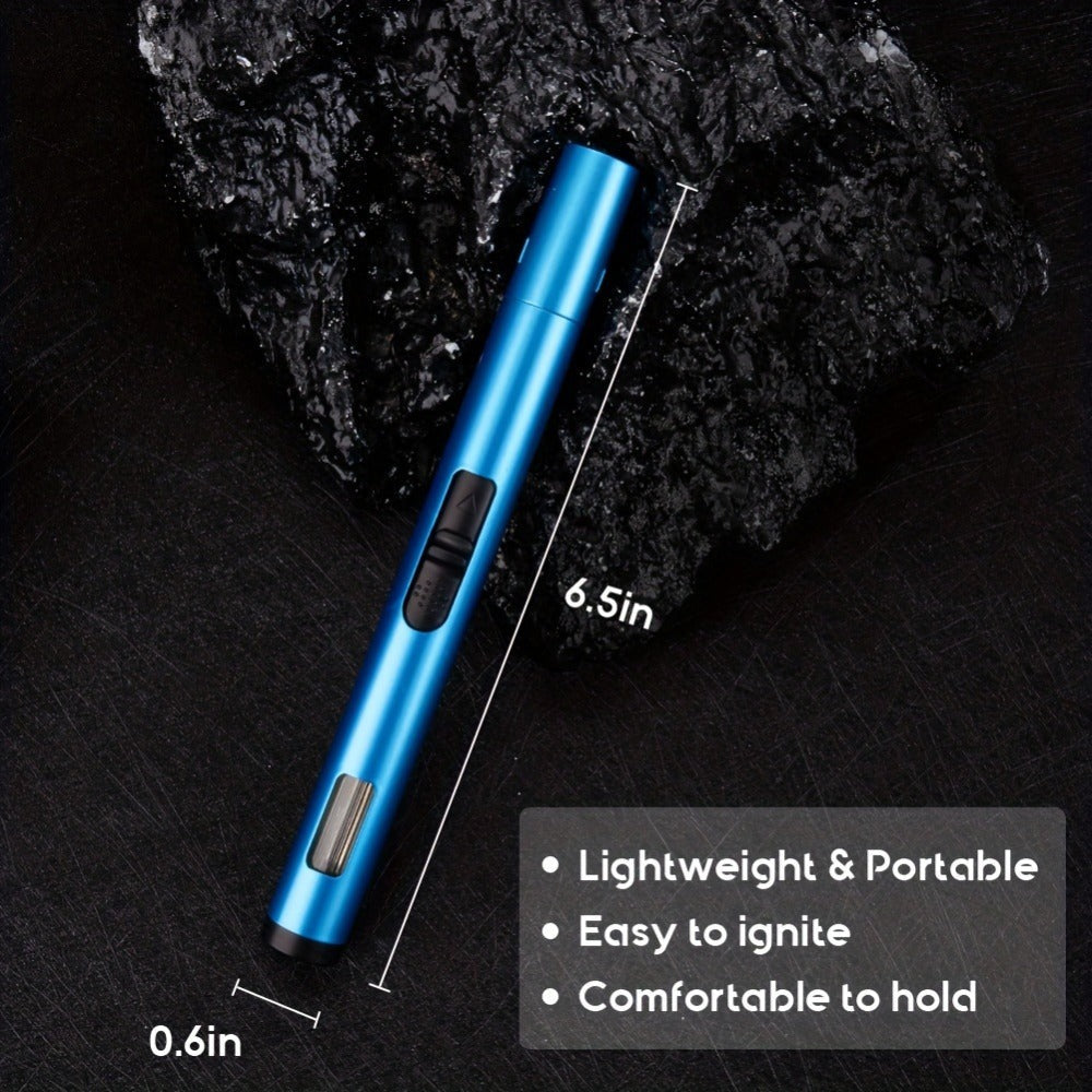 Juego de 2 encendedores de butano recargables, butano no incluido, con llamas de chorro ajustables a prueba de viento, ideal para velas, parrillas, barbacoas y camping