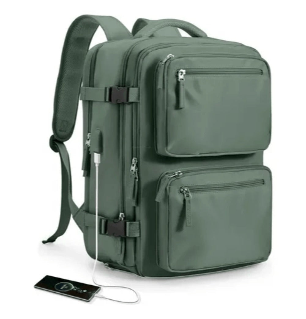 Mochila de Viaje para Cabina de Avion 45x32x18 para Vuelo Barato Equipaje de Mano y Espaciosa con Compartimento para Zapatos y Mochila Antirrobo Multifuncional para Viajes 2210.Travel Bag, Antirrobo, Negro, Bolsa de viaje