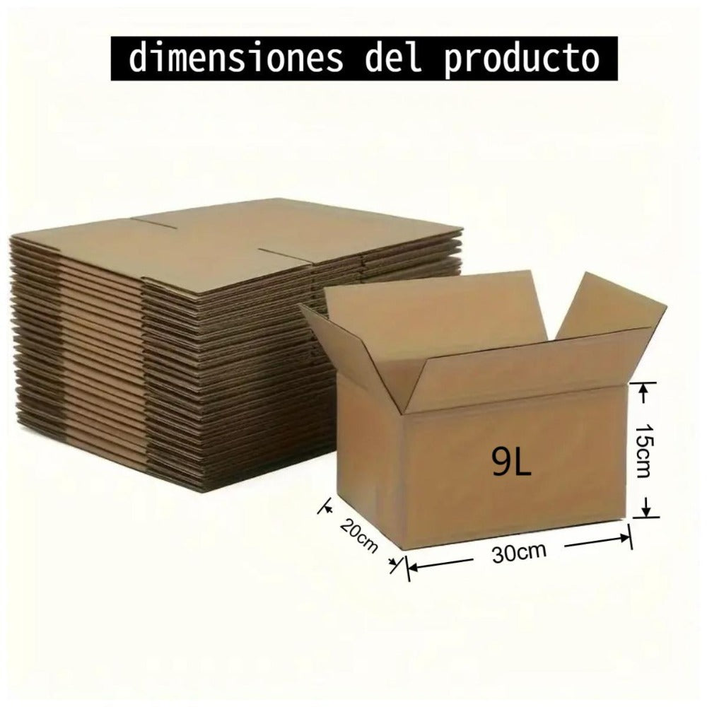Caja de cartón marrón ondulado (Pack de 12-20 unidades) – 5 tamaños disponibles – Embalaje resistente para envíos y mudanzas – Fabricado en España