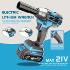 Llave de Impacto sin Escobillas, Alto Par, Rotación Bidireccional en Sentido Horario y Antihorario, Mango Antideslizante, Carcasa Aislada, Adecuada para Neumáticos de Coches/Camiones/Herramientas de Bricolaje/Herramientas Eléctricas, Opcional