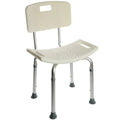 Silla de Ducha Antideslizante con Respaldo Extraíble - Asiento Ergonómico Ajustable y Ligero, Estructura de Aluminio Ligera y Asiento de PVC Antideslizante e Hipoalergénico, Adaptable como Silla o Taburete, Estabilidad, Seguridad y Confort Durante el Baño
