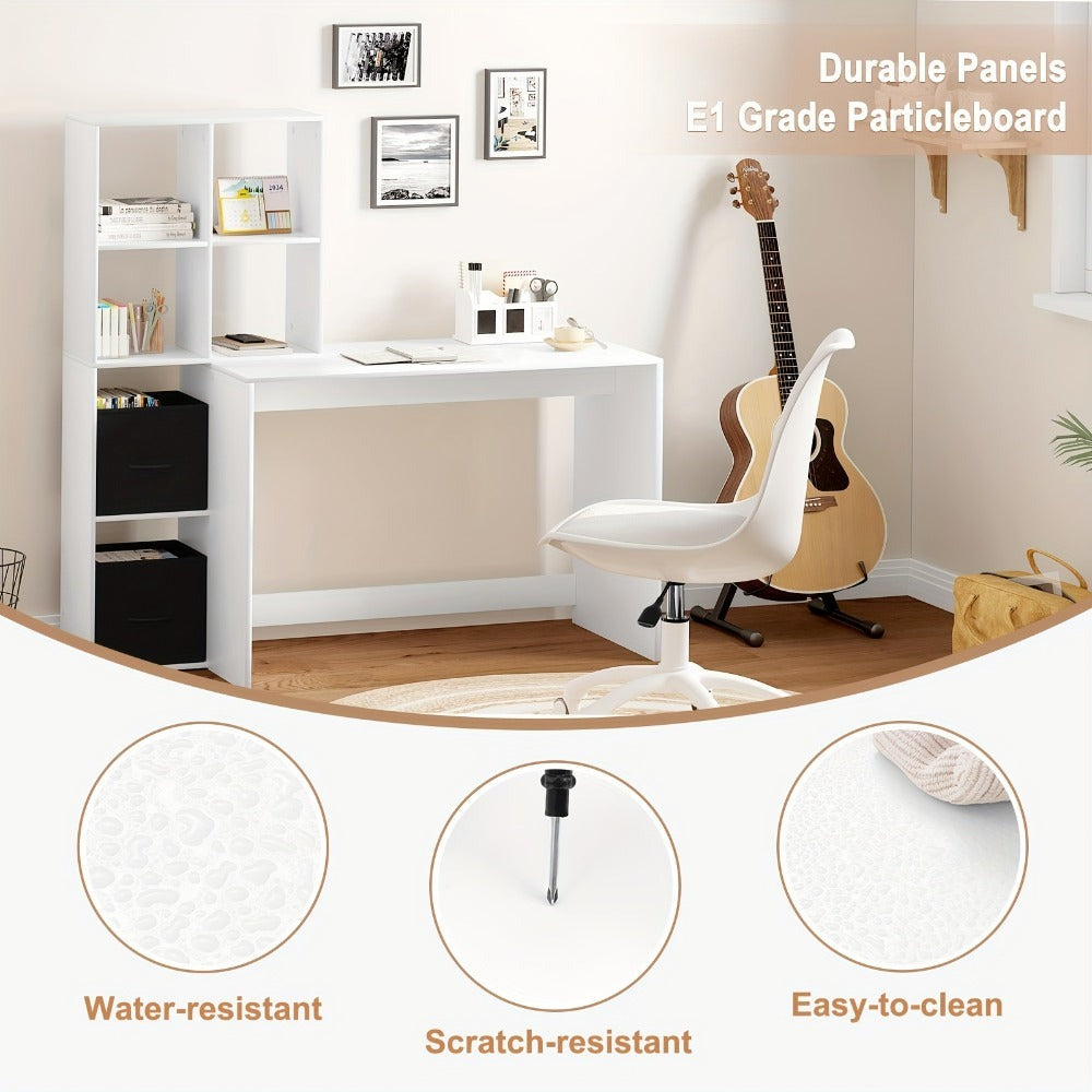 Escritorio de Oficina Moderno y Minimalista WOLTU con Marco Metálico y Tapa de Madera - Escritorio Blanco para Estudio, Dormitorio o Espacio de Trabajo - Estación de Trabajo Robusta y Duradera