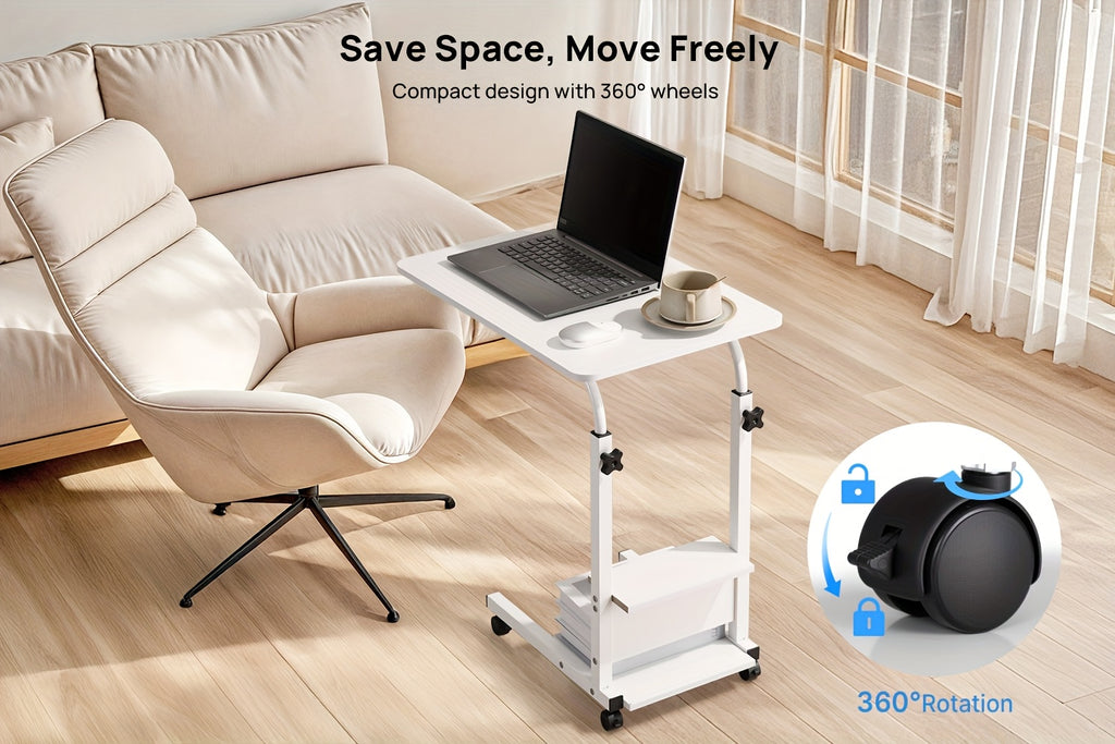 Escritorio | Escritorio Elevable de Altura Ajustable 68.58cm-83.82cm, Escritorio de Ordenador de 3 Niveles con Almacenamiento, Diseño Deslizante