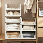 4pcs Organizadores Armario Plegables y Apilables, Cajones de Almacenaje con Separadores Extraíbles, Almacenaje y Organización para Dormitorio, Oficina y Baño, Plastico