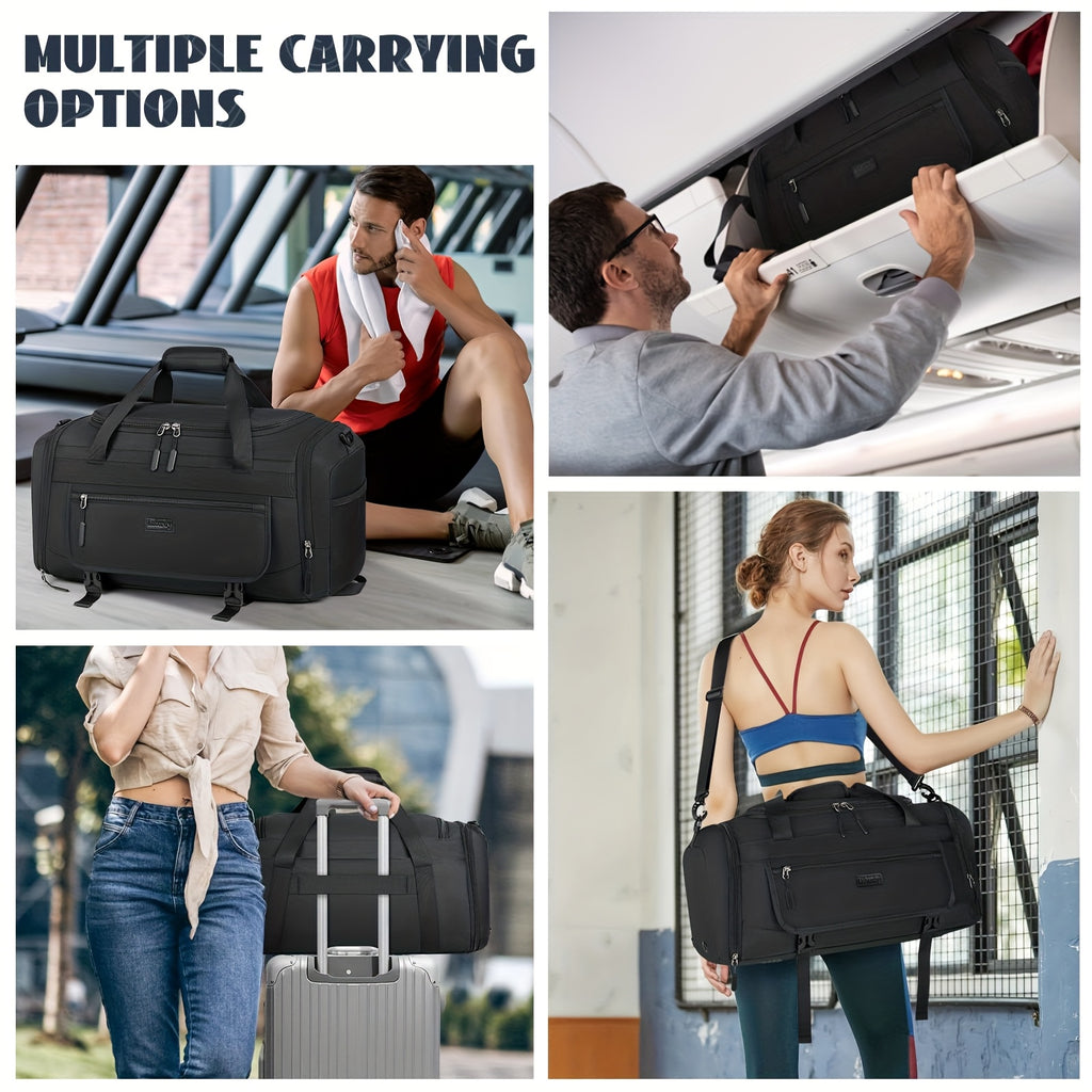 Bolsa de deportes y de viaje para hombre y mujer de 40L y 55L, bolsa deportiva grande con compartimento para zapatillas y compartimento para artículos mojados, bolsa de entrenamiento, bolsa de gimnasio y fitness, bolsa de deportes escolar, equipaje de man
