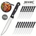 Juego de 16 cuchillos para bistec colorless con bordes serrados, juego de cuchillos para bistec de acero inoxidable, adecuado para cubiertos de hogar y restaurante, apto para lavavajillas