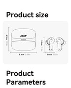 Auriculares Bluetooth | [Acer Oficial Original] 2026 Nuevos Auriculares Inalámbricos Estéreo TWS con Cancelación Activa de Ruido ANC, Reducción
