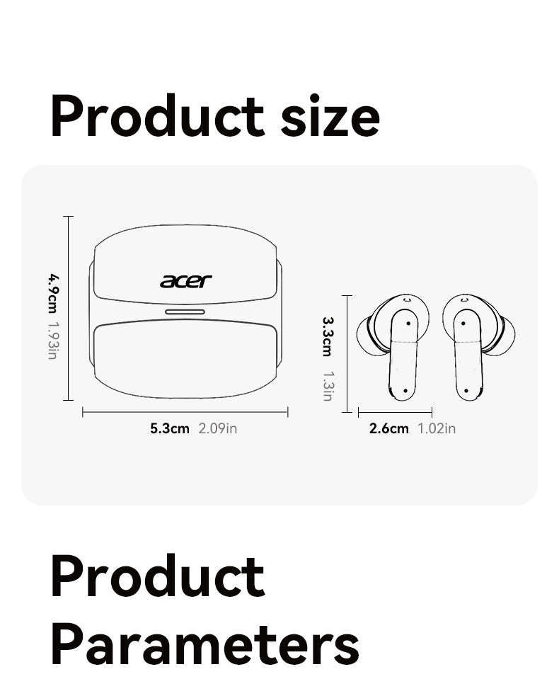 Auriculares Bluetooth | [Acer Oficial Original] 2026 Nuevos Auriculares Inalámbricos Estéreo TWS con Cancelación Activa de Ruido ANC, Reducción
