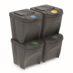 Set de 4 cubos de basura KEDEN SORTIBOX papelera reciclaje volumen 4x25L