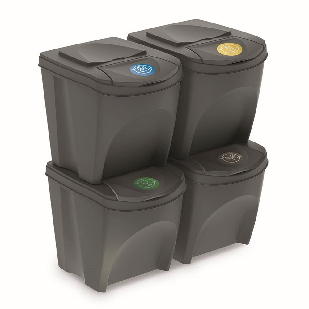 Set de 4 cubos de basura KEDEN SORTIBOX papelera reciclaje volumen 4x25L